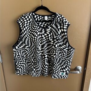 H&M Black & White Optical-Print Sleeveless Tank Top